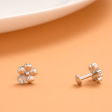 Elegant Floral Silver Stud