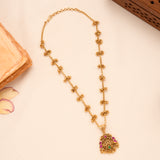 Antique Ruby Peacock Pendant Golden Necklace Set