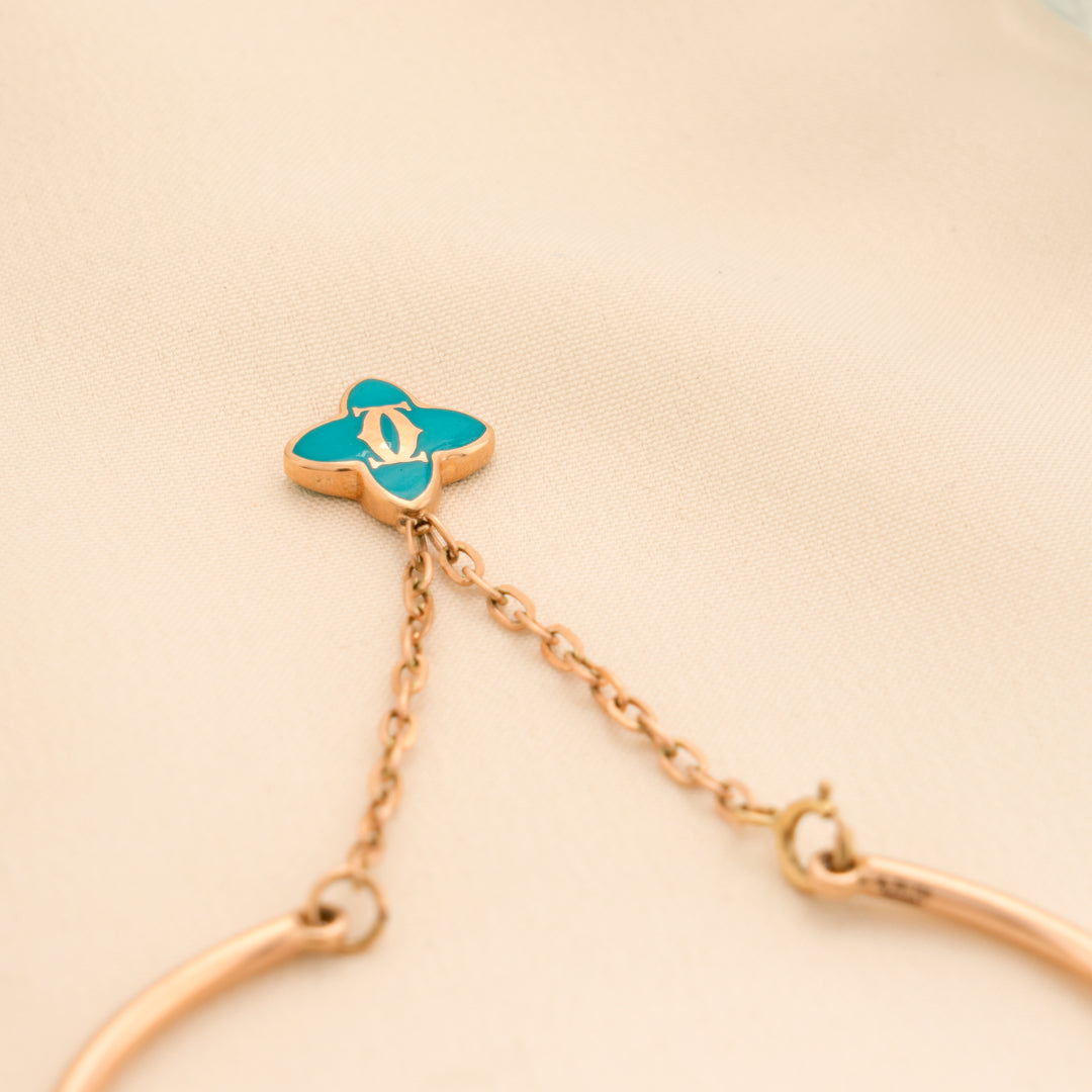 Minimal Clover Charm Rose Gold Kada