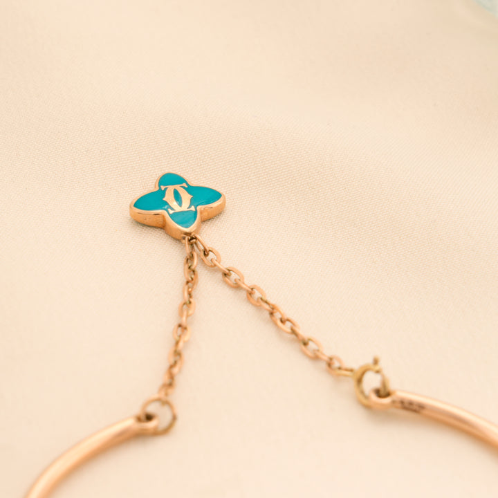 Minimal Clover Charm Rose Gold Kada