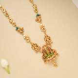 Elegant Lotus Lakshmi Vinayagar Golden Necklace