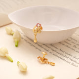 Pinky Heart Enamel Golden Earring