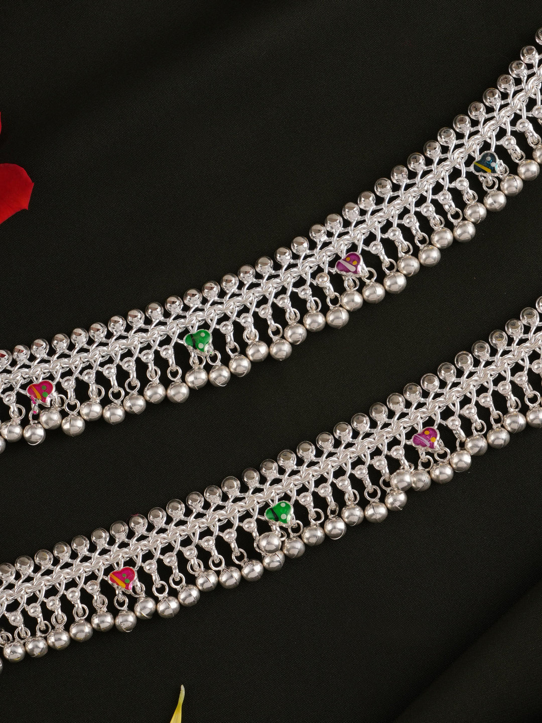 Traditional Silver Anklets with Bells