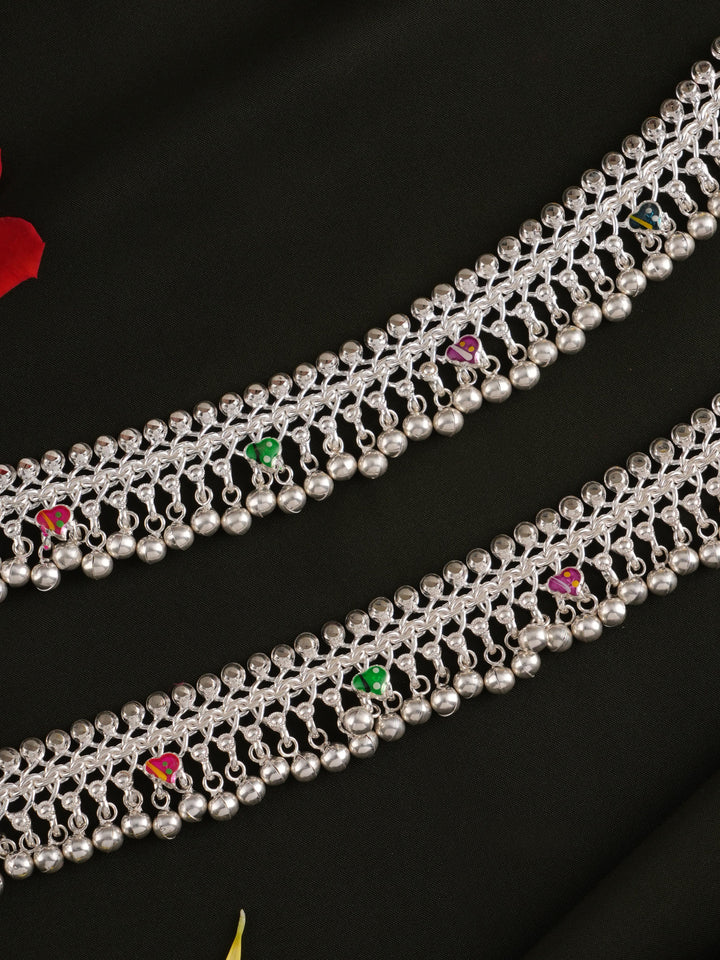 Traditional Silver Anklets with Bells