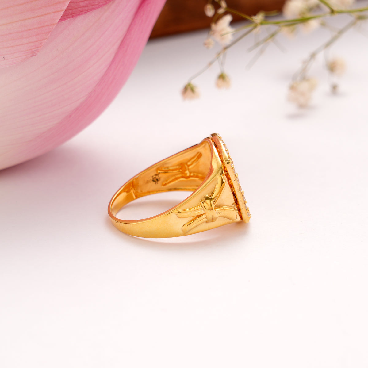 Golden OM Pattern Ring for Men