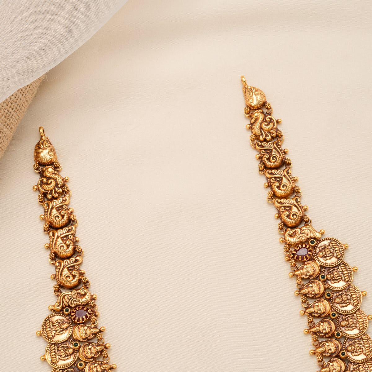 Peacock with Lakshmi Kasu Nagas Gold Plated Haram