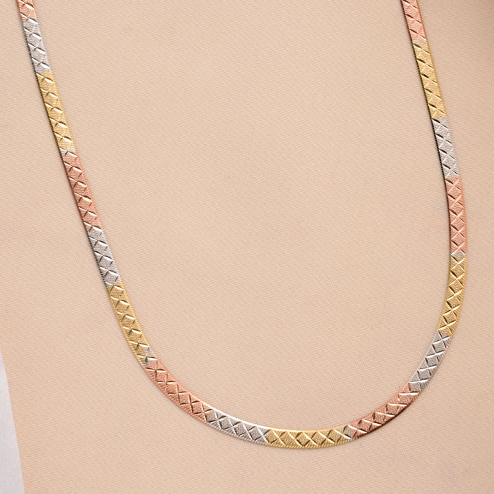 Elegant Triple Tone Silver Chain
