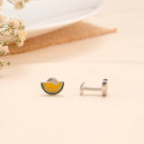 Yellow Watermelon Slice Enamel Silver Stud