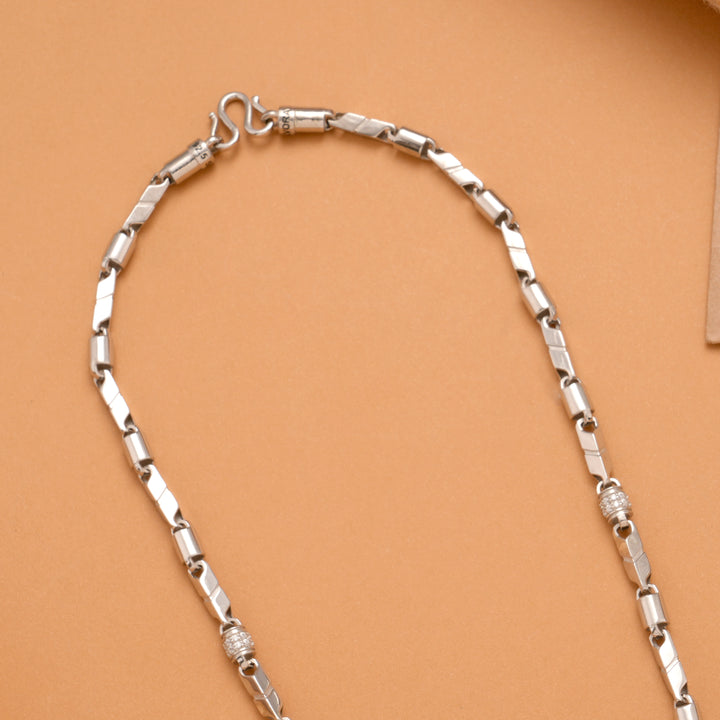 Elegant Multi Shape Link Silver Chain