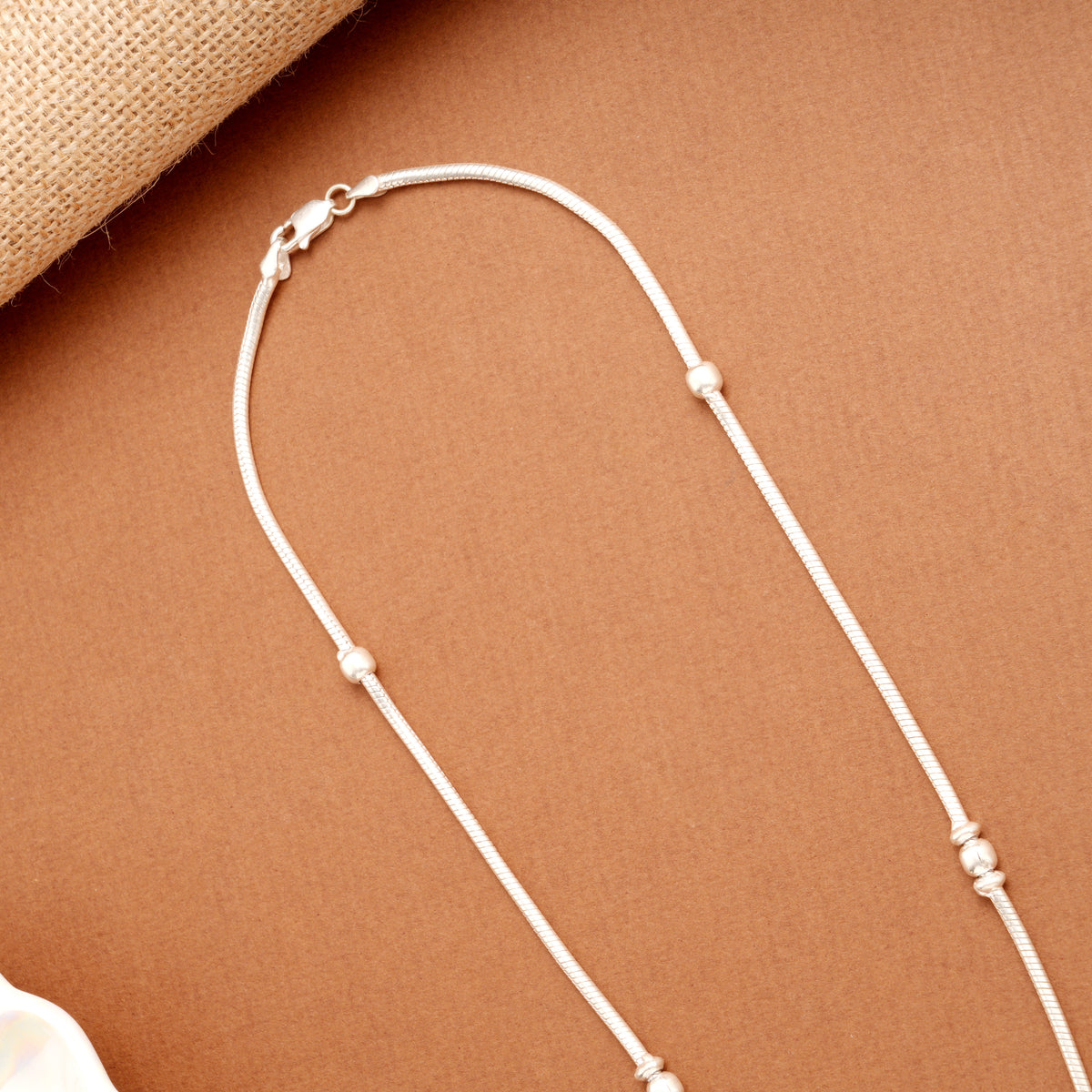 Stylish Bold Silver Chain with Beads