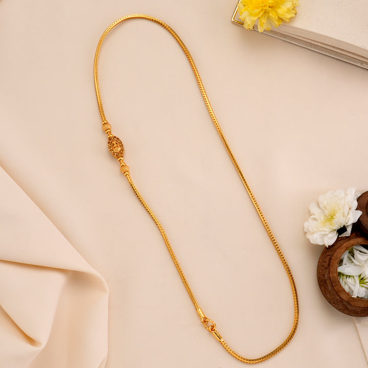 Oval Design Lakshmi Silver Mugappu Chain