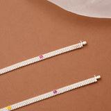 Elegant Enamel Link Silver Anklet