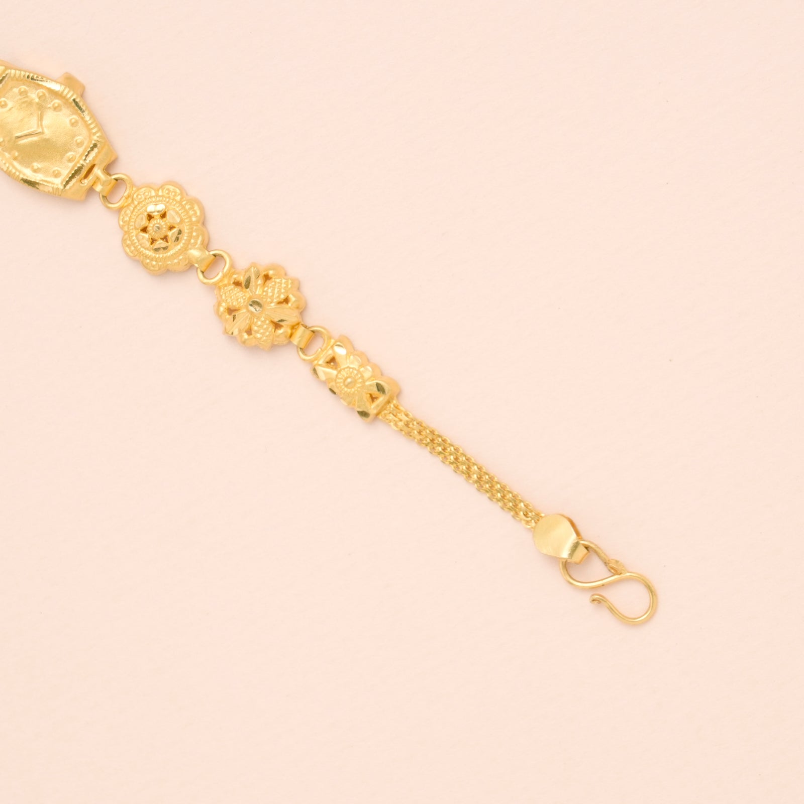 Elite Watch Design with Floral Pattern Gold Bracelet