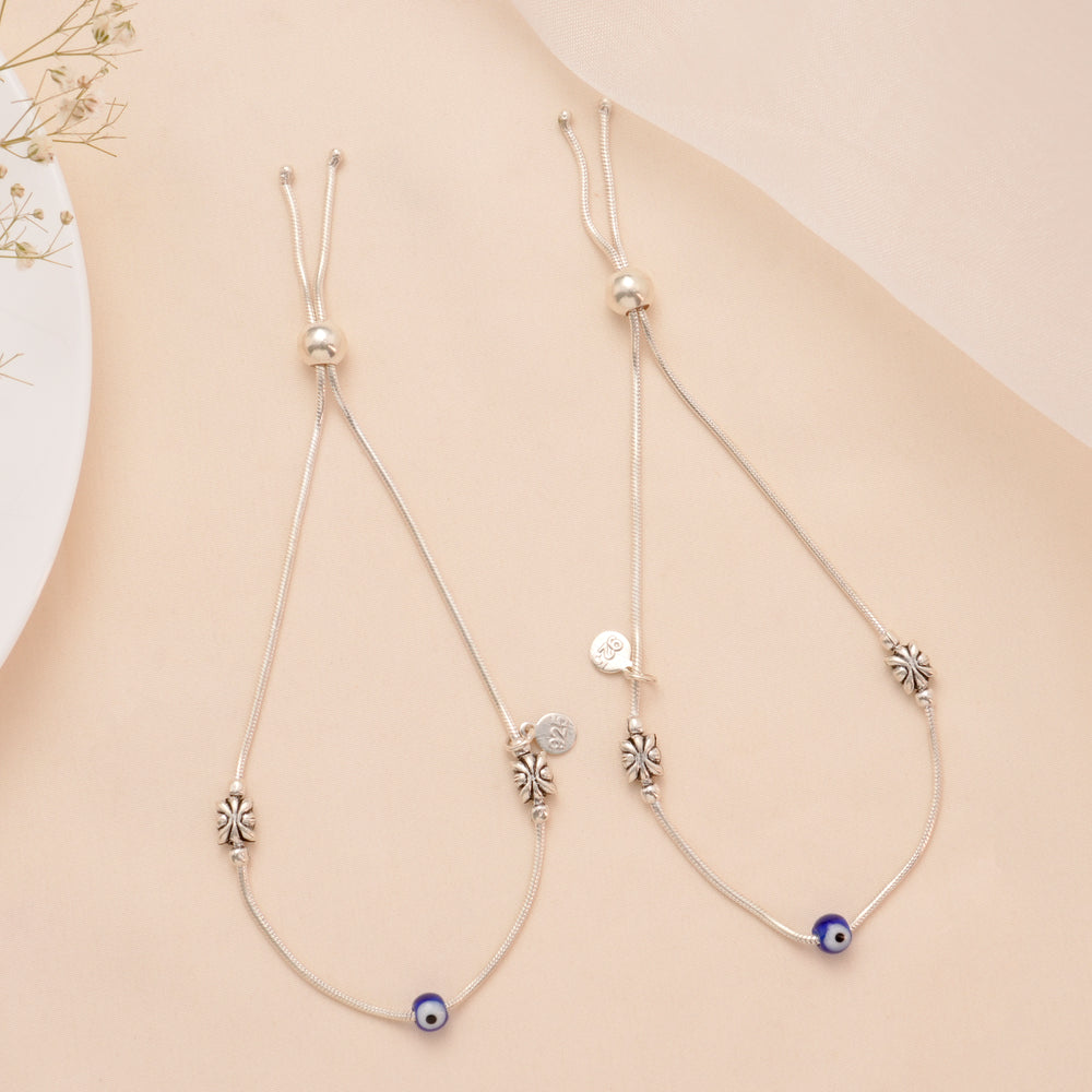 Traditional Evil Eye Silver Anklet
