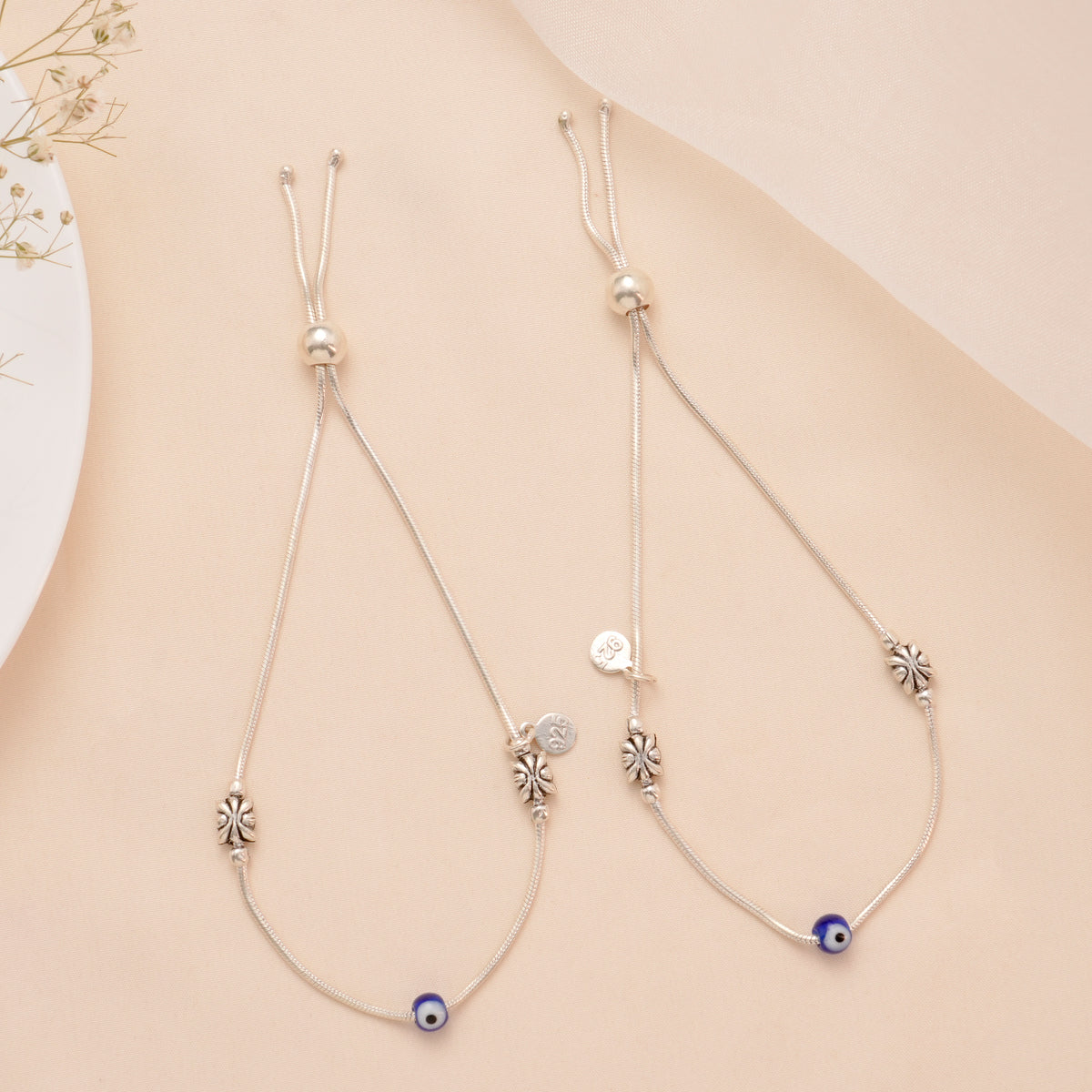 Traditional Evil Eye Silver Anklet