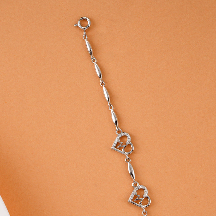 Stylish Heart Shape Silver Bracelet