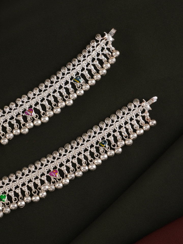 Traditional Silver Anklets with Bells