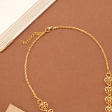 Square Ruby Stone Floral Golden Necklace Set