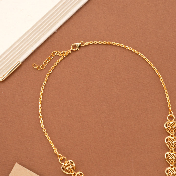 Square Ruby Stone Floral Golden Necklace Set