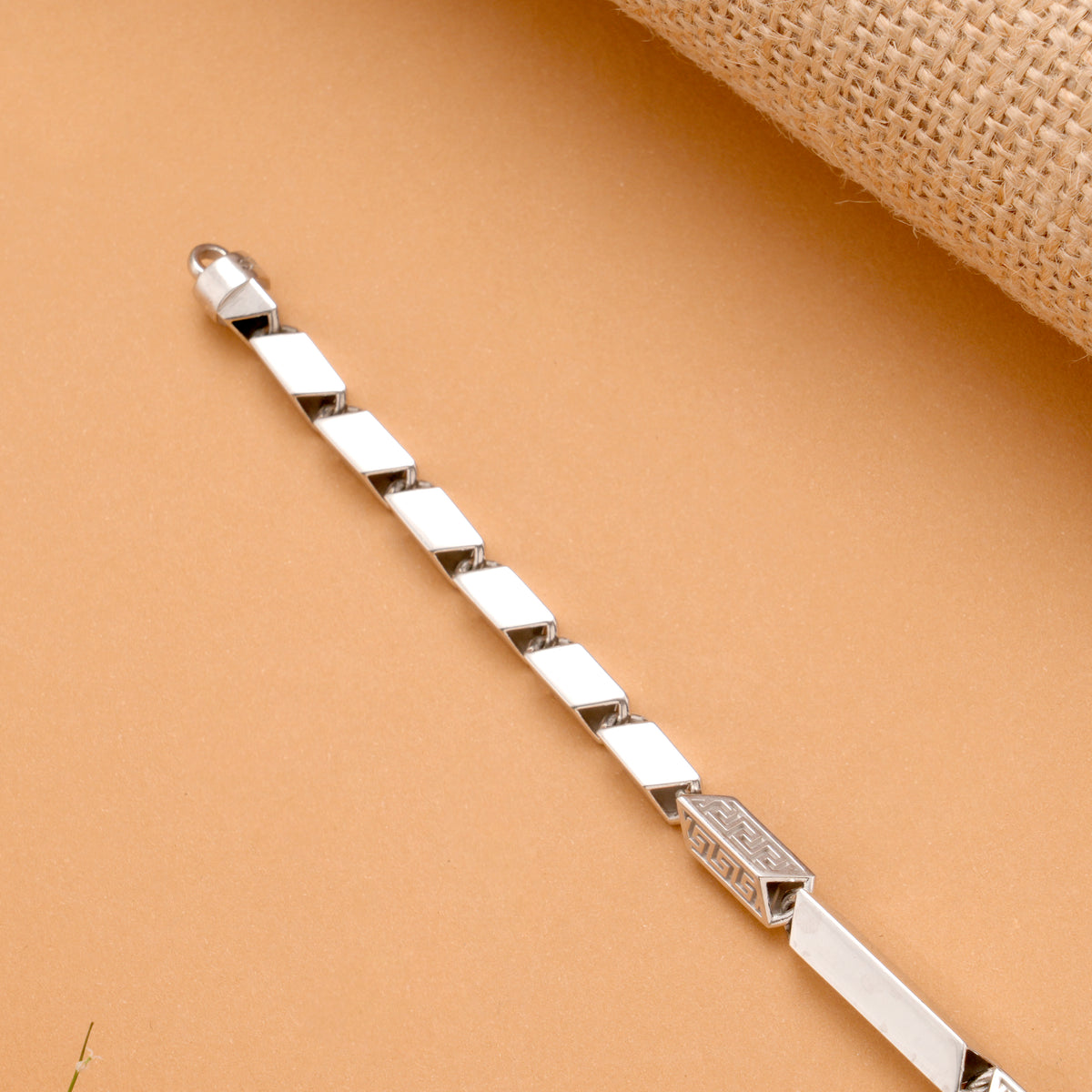 Shine Rice Design Silver Men's Bracelet