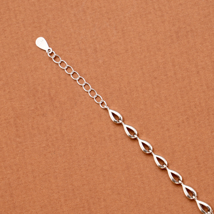 Unique Silver Teardrop and Heart Link Bracelet