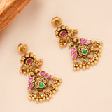 Antique Ruby Peacock Pendant Golden Necklace Set