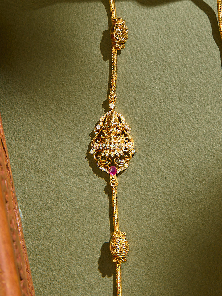 Single Ruby Stone Lakshmi Mugappu Chain