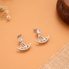Stylish Silver Jacket 2 in 1 Earrings