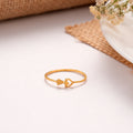 Minimal Heart and Leaf Design Golden Ring