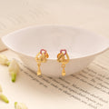 Pinky Heart Enamel Golden Earring