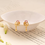 Pinky Heart Enamel Golden Earring