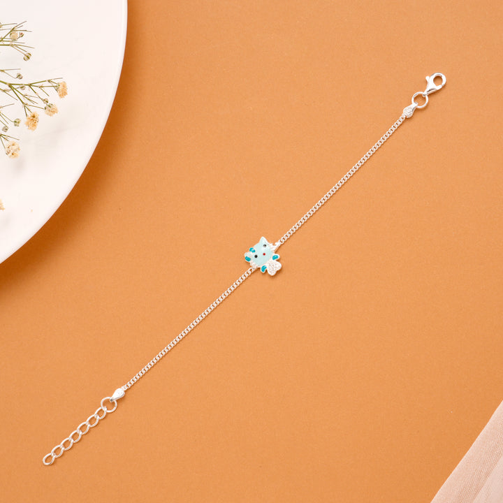 Tiny Blue Enamel Hello Kitty Silver Baby Bracelet