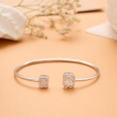 Double Rectangular Zircon Silver Kada