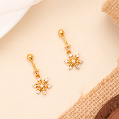 Fancy Snowflake Design Golden Koppu Earring