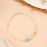 Rainbow Multi Color Bead Baby Silver Bracelet