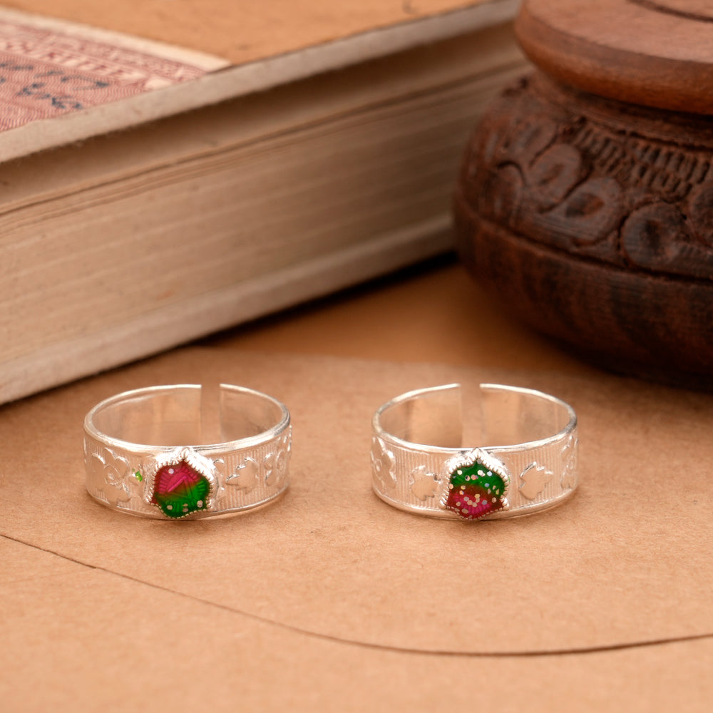 Charming Enamel Silver Toe Ring