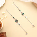 Silver Floral Symphony Antique Anklet