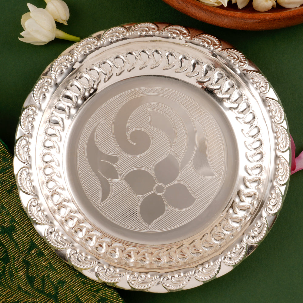 Floral Petal Design Silver Plate
