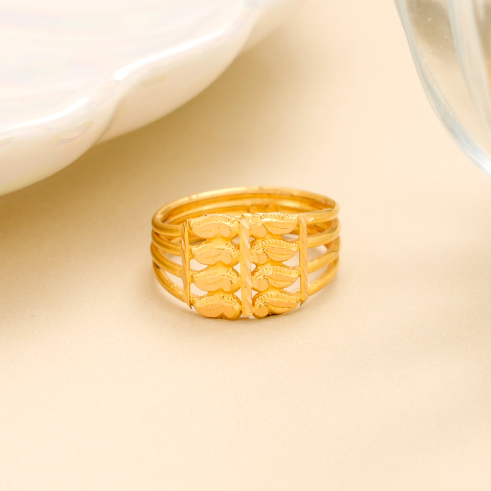 Layered Square Design Gold Ring