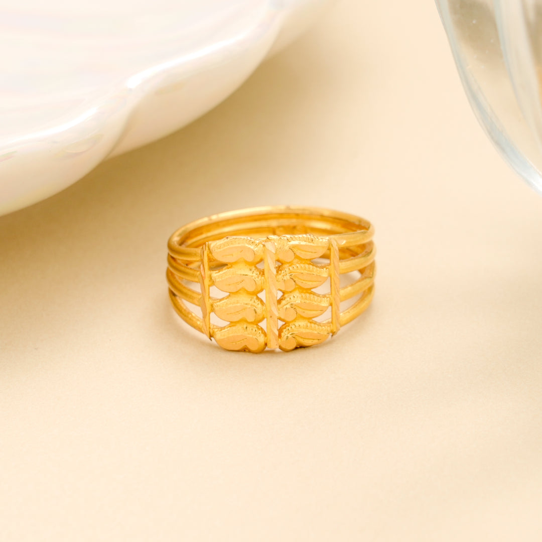 Layered Square Design Gold Ring