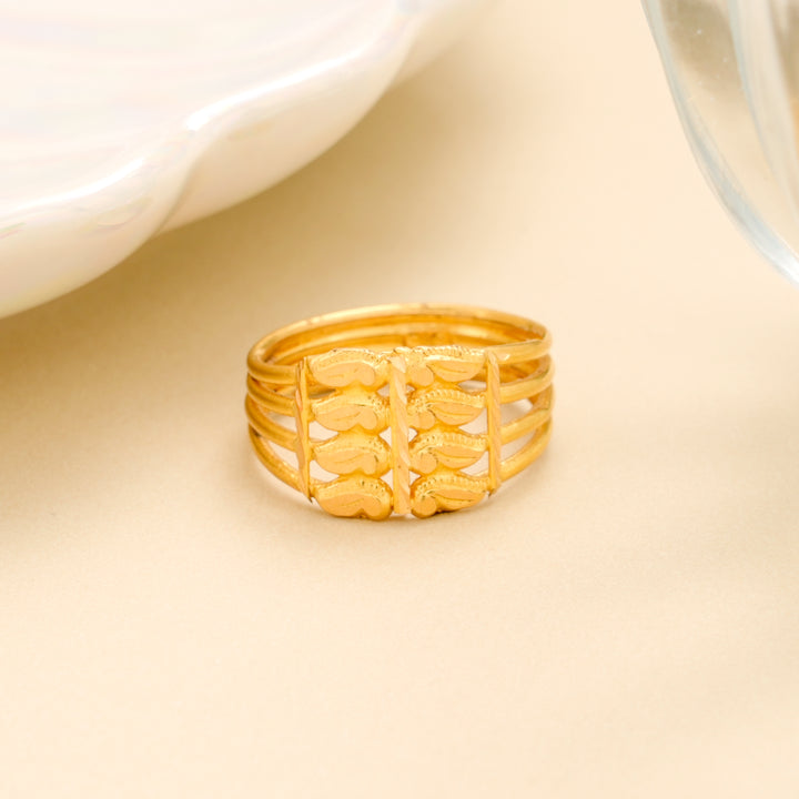 Layered Square Design Gold Ring