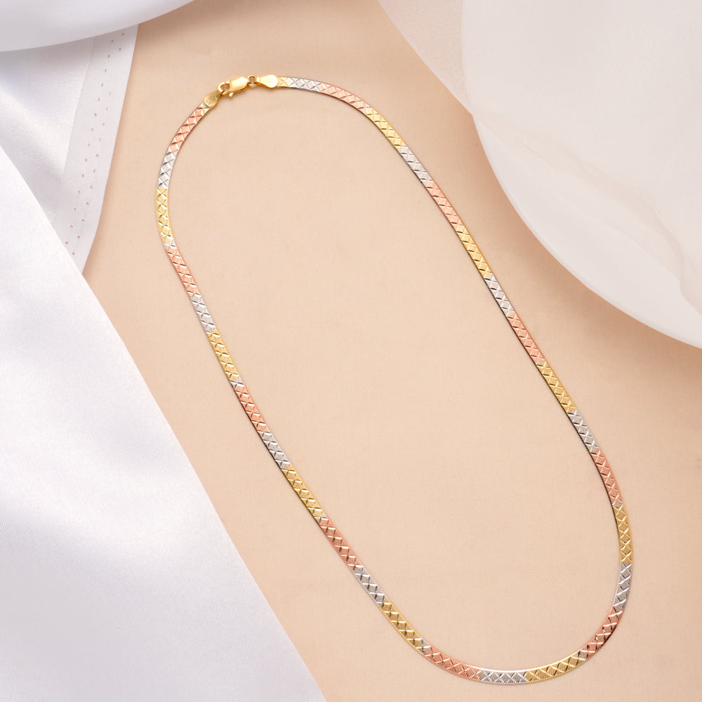Elegant Triple Tone Silver Chain