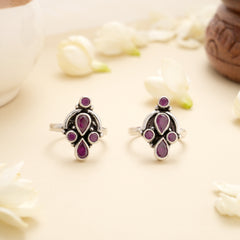 Ruby Bloom Teardrop Silver Toe Ring