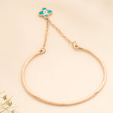 Minimal Clover Charm Rose Gold Kada