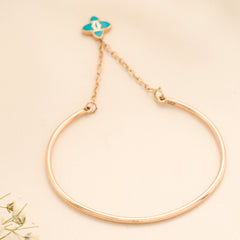 Minimal Clover Charm Rose Gold Kada