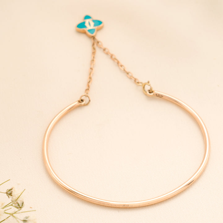 Minimal Clover Charm Rose Gold Kada