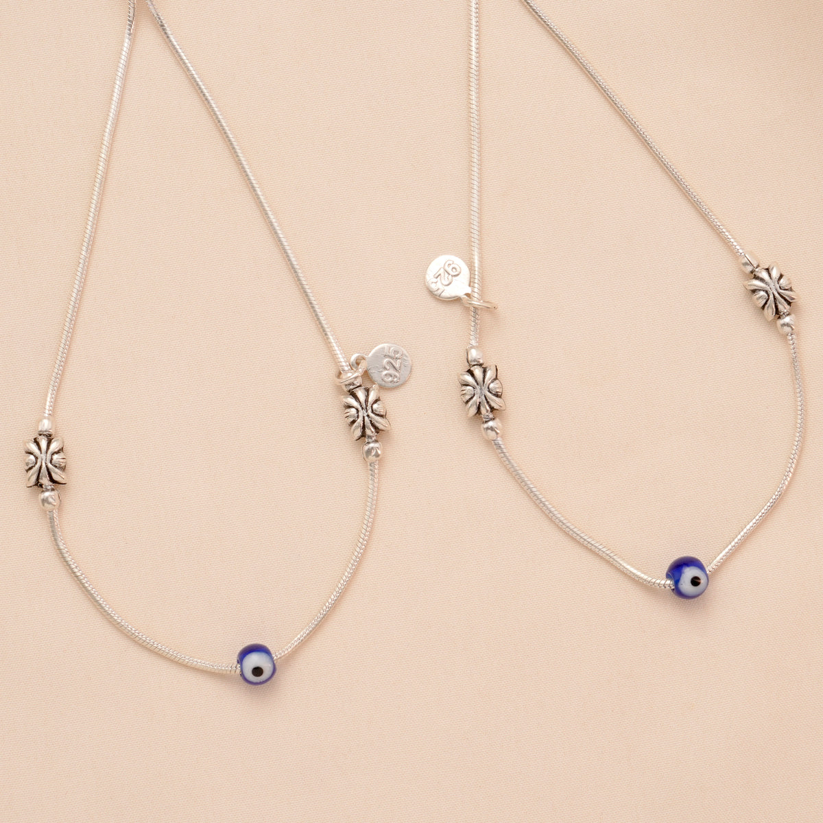 Traditional Evil Eye Silver Anklet