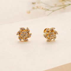 Stunning White Stone Kundan Golden Stud