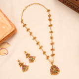 Antique Ruby Peacock Pendant Golden Necklace Set