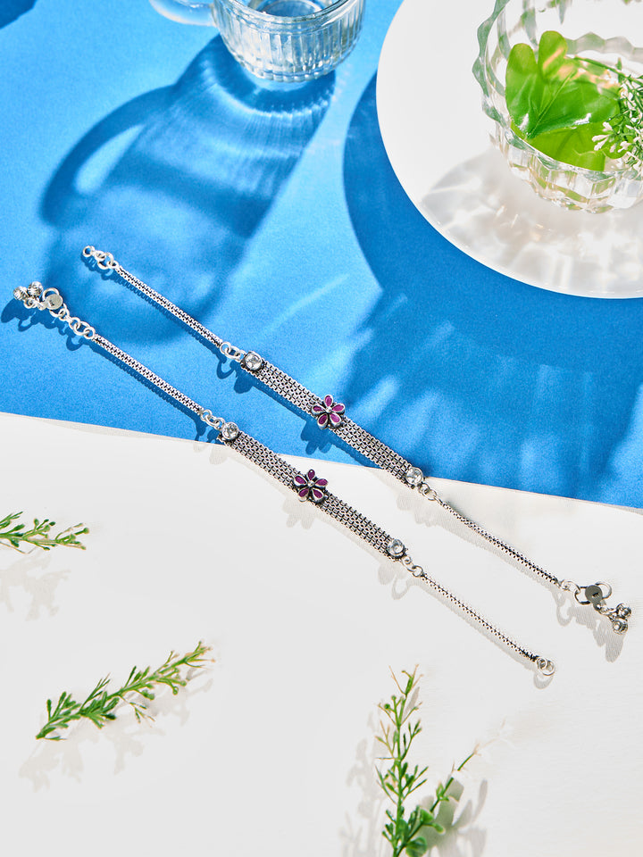 Delicate Ruby Crest Antique Anklet